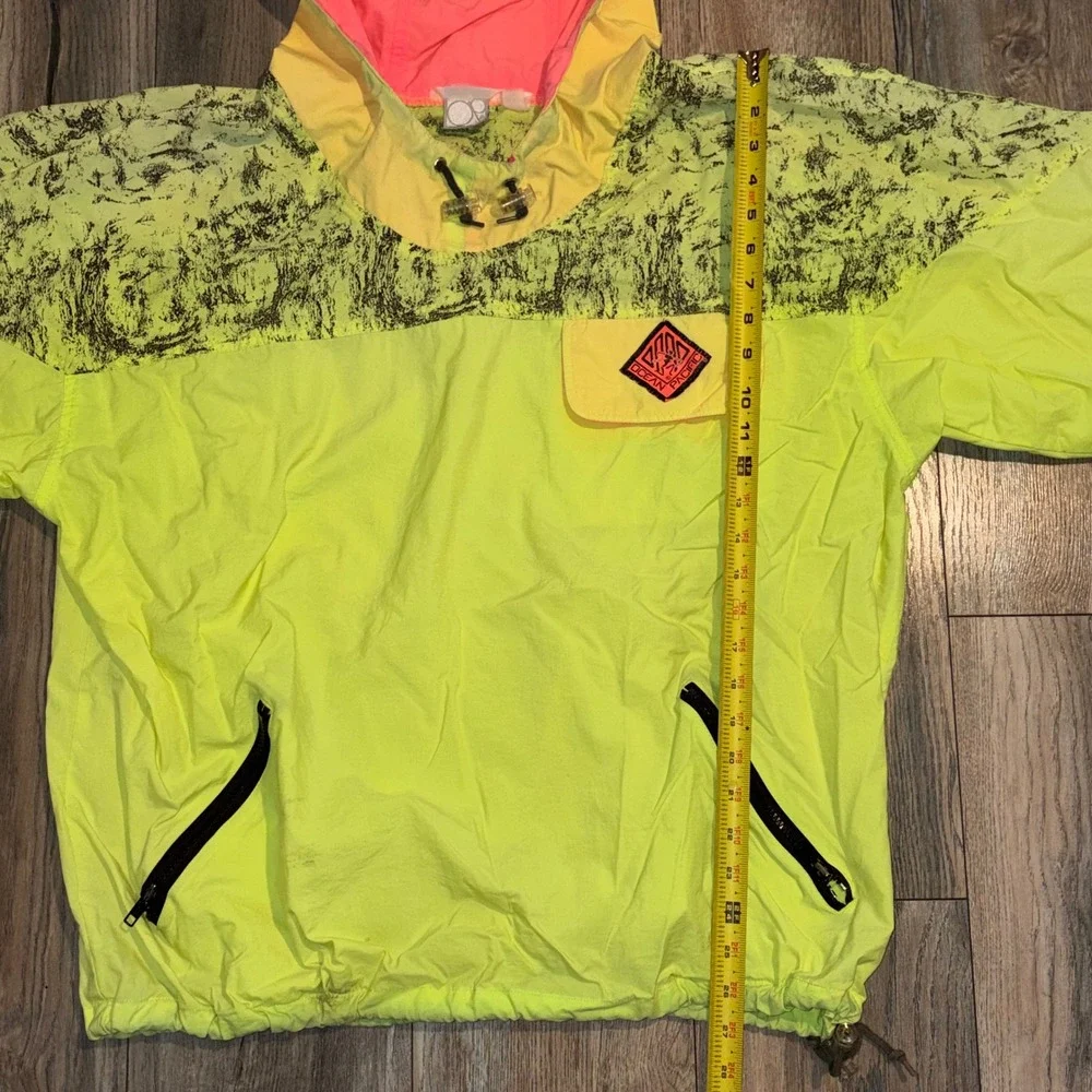 Vintage Ocean Pacific OP Neon Yellow Orange Windbreaker Anorak Pullover Mens L